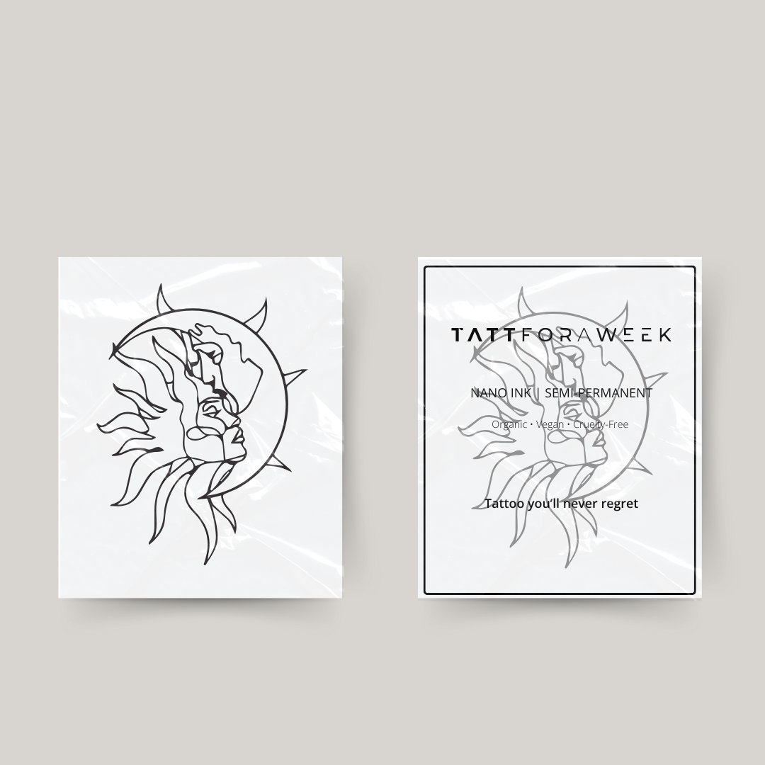 Tatuaje temporal hombre, sol y luna.