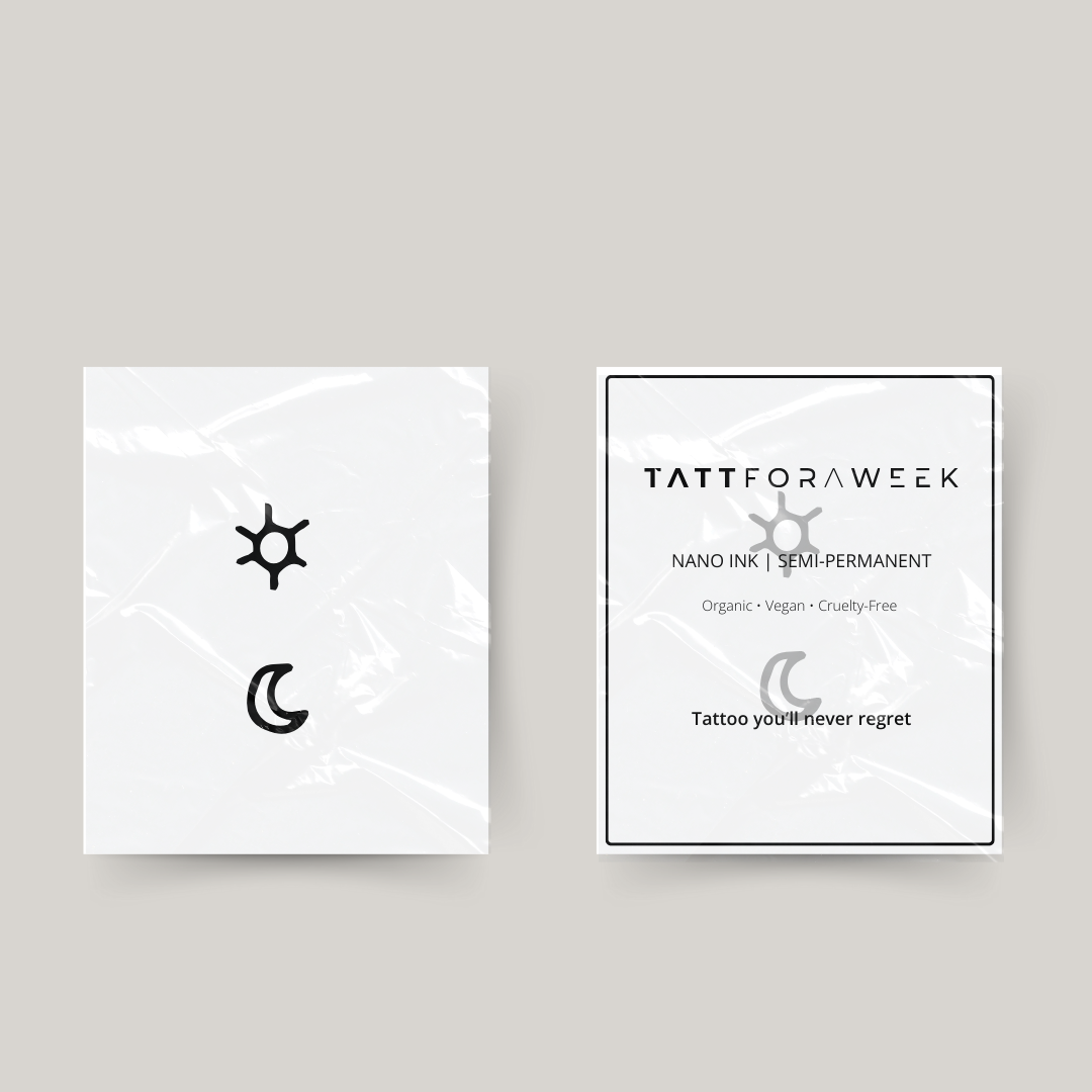 Tatuaje temporal de estrella y luna