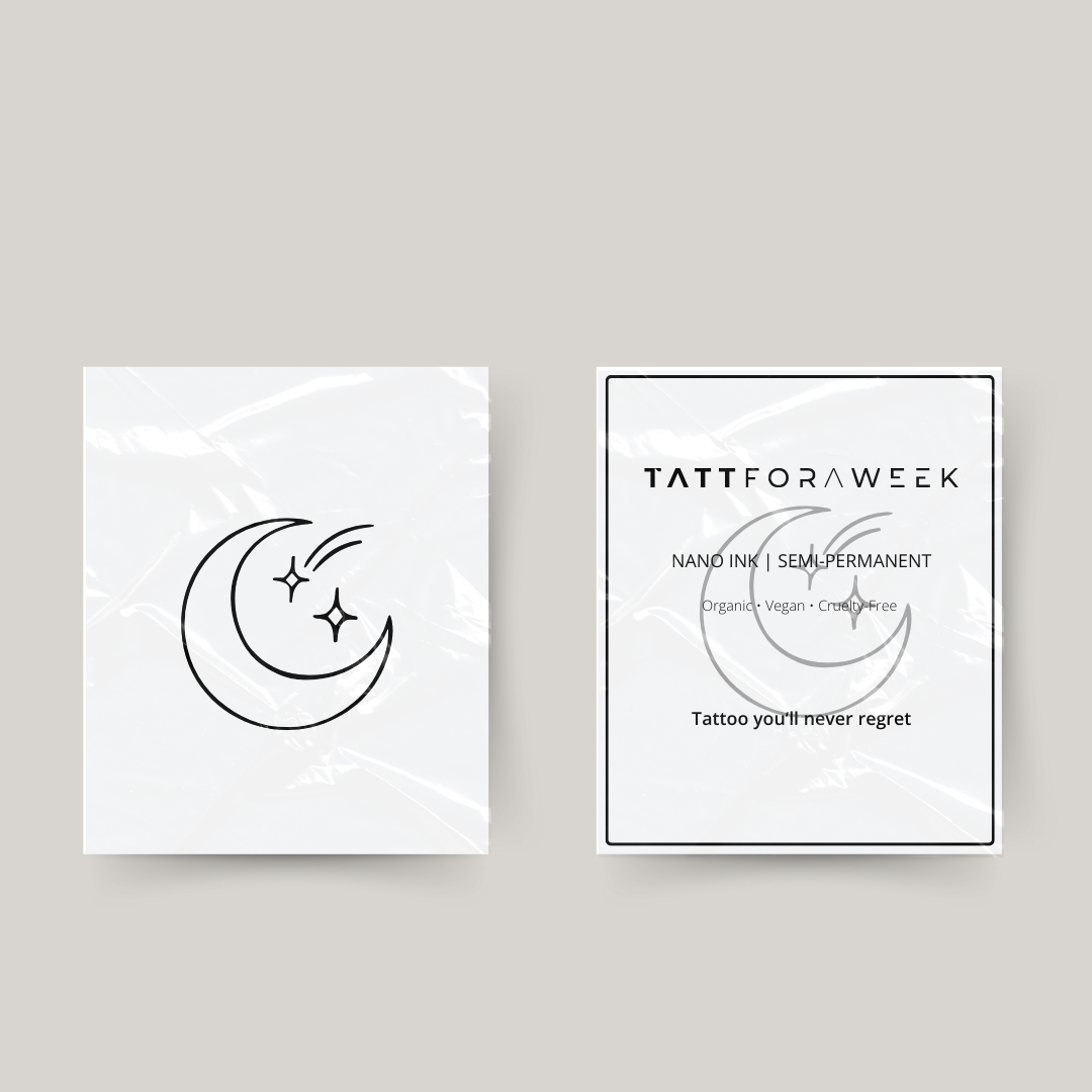 Tatuaje temporal luna y estrella fugaz