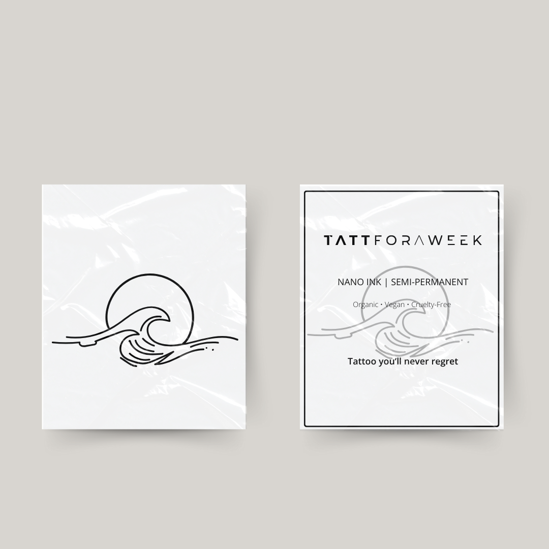 Tatuaje temporal mar, sol y olas.