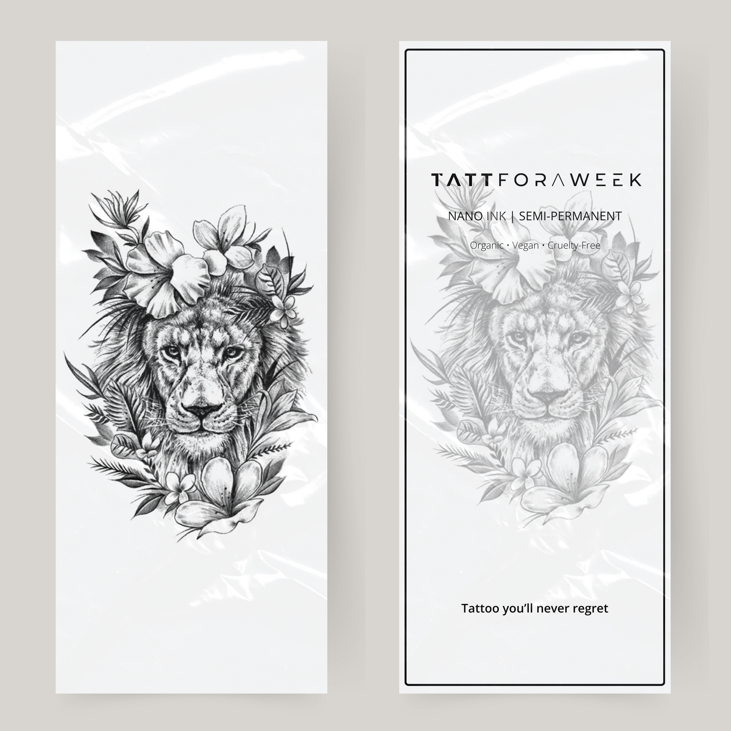 Tatuaje falso grande tigre con flores