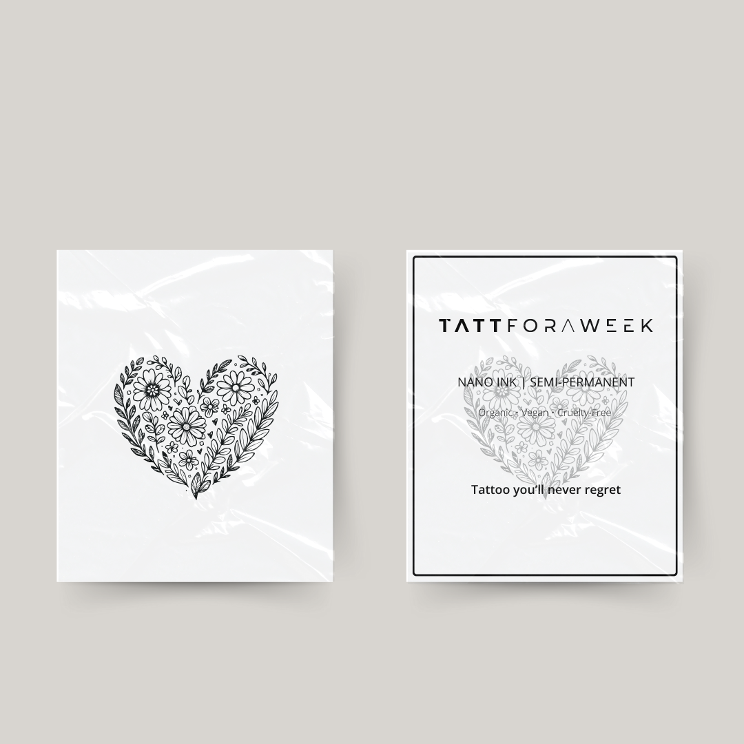 Tatuaje temporal corazón de flores