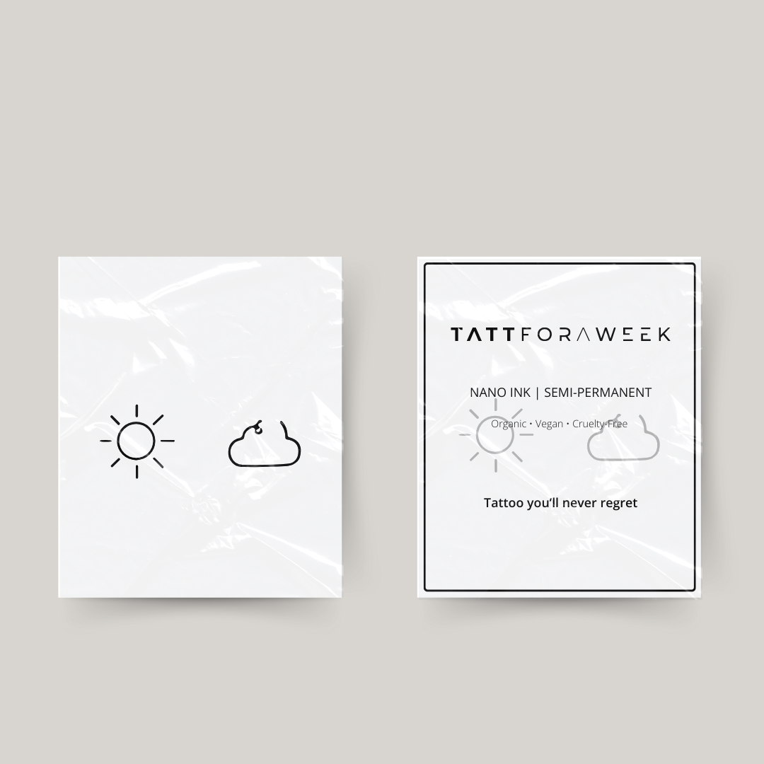 Tatuaje temporal a juego sol y nube