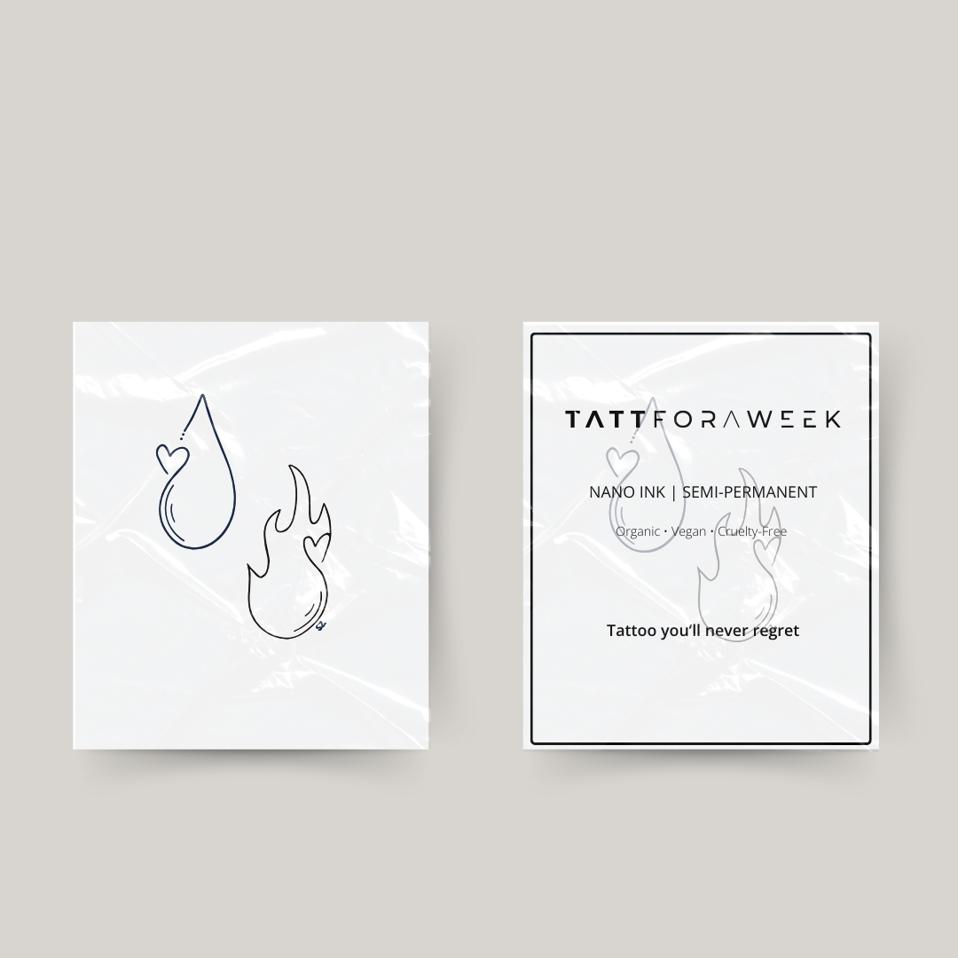 Tatuaje temporal a juego agua y fuego