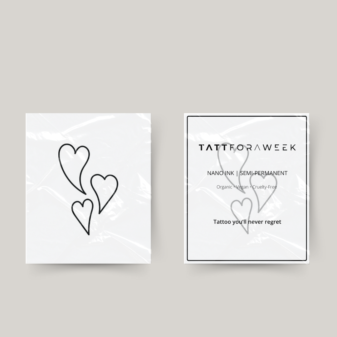 Tatuaje temporal corazones ascendentes