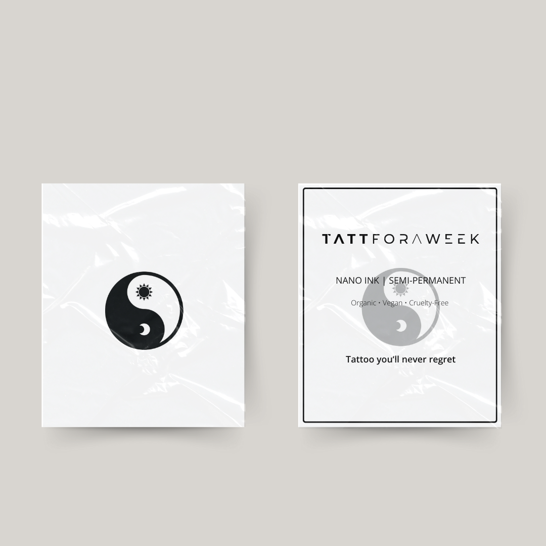 Tatuaje temporal yin y yang sol y luna