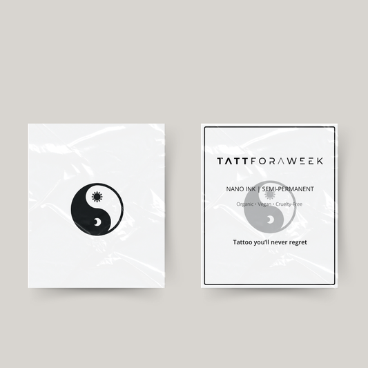 Tatuaje temporal yin y yang sol y luna