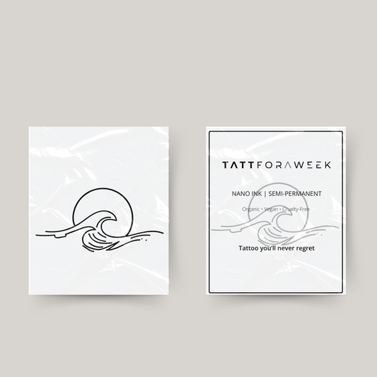 Tatuaje temporal mar, sol y olas.