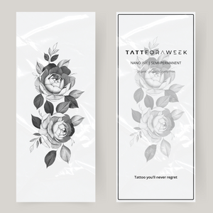 Tatuaje falso grande de rosas en flor