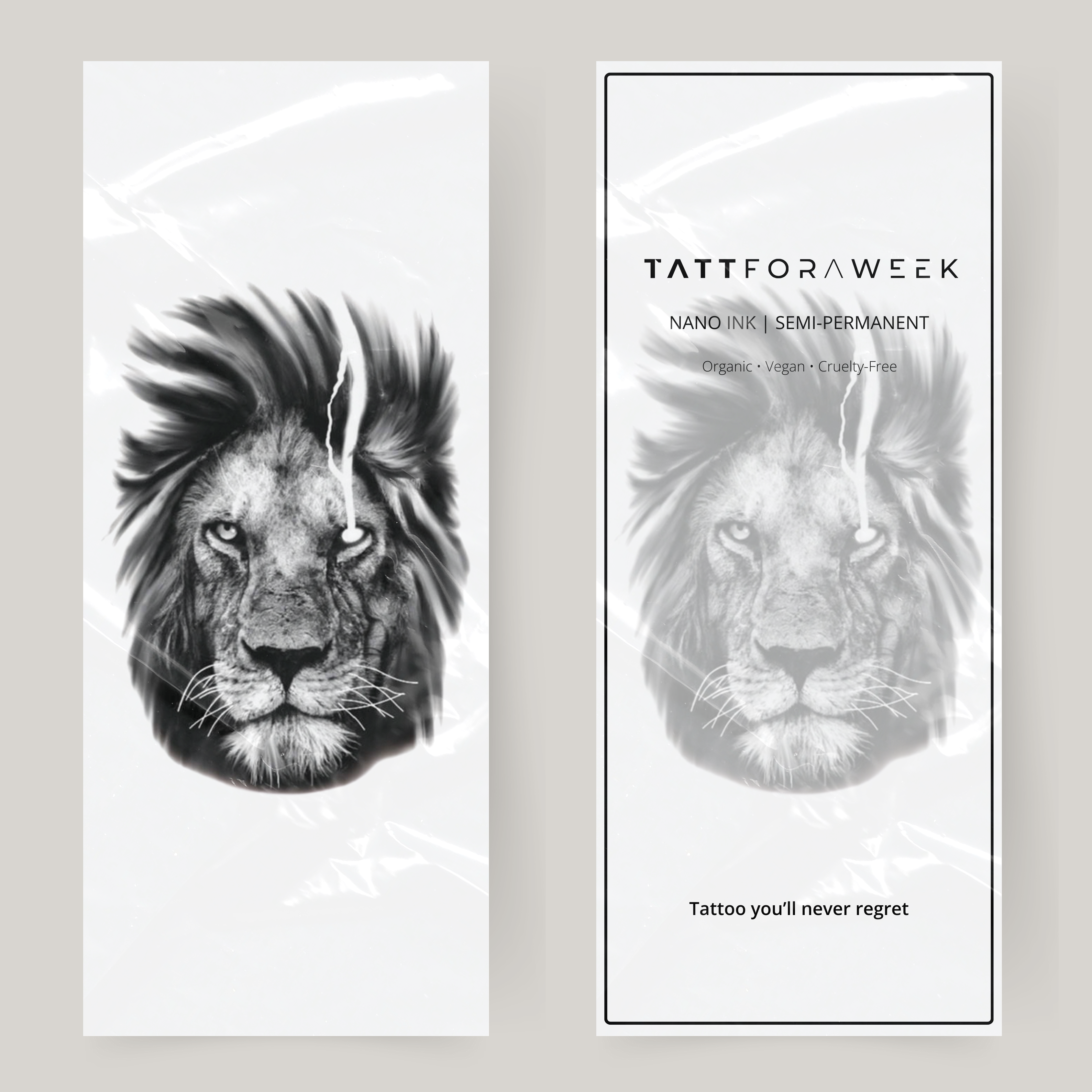 Tatuaje falso grande león enojado