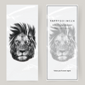 Tatuaje falso grande león enojado