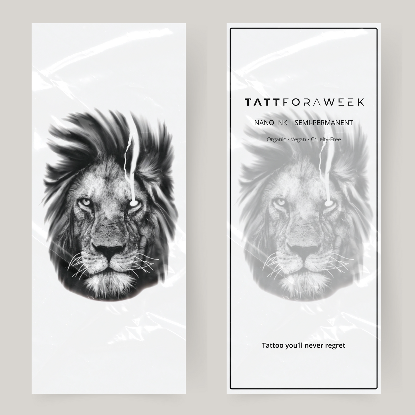 Tatuaje falso grande león enojado