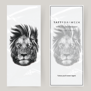Tatuaje falso grande león enojado