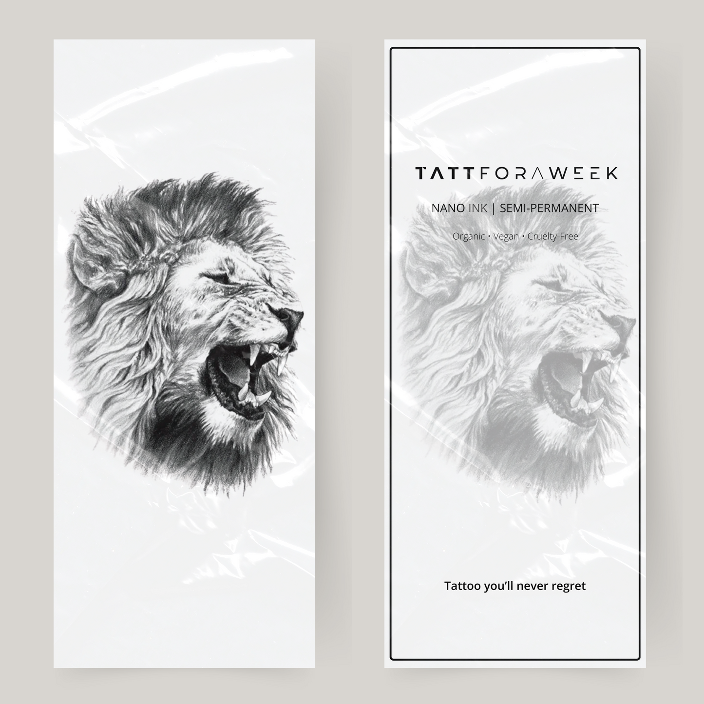 Tatuaje falso grande león rugiente