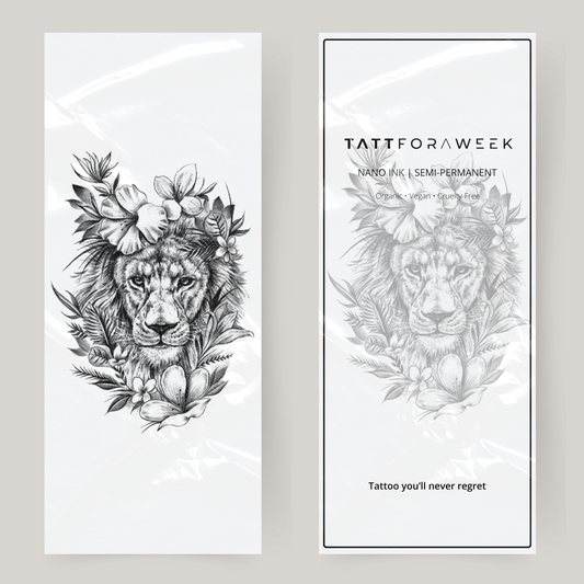 Tatuaje falso grande tigre con flores