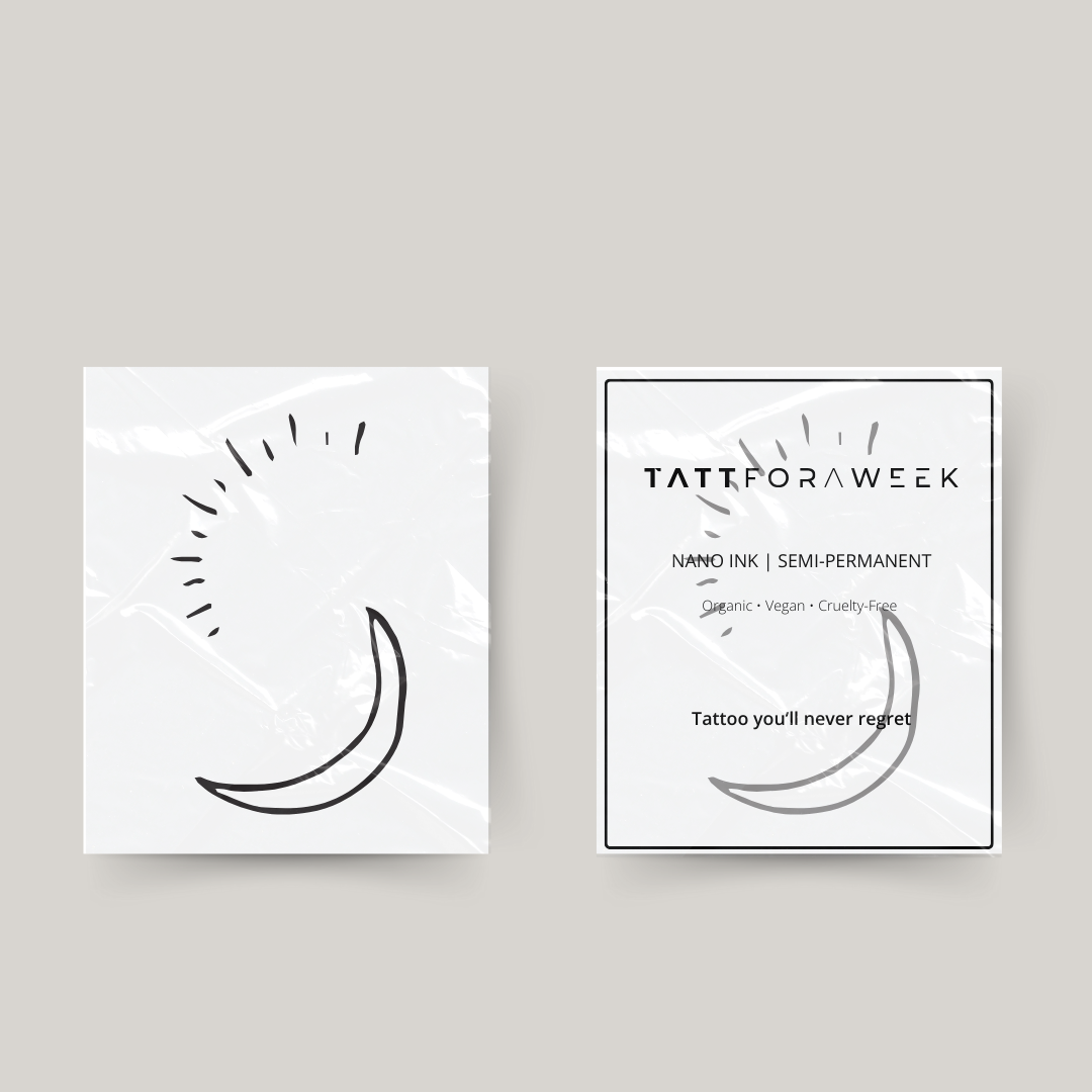 Tatuaje temporal luna y rayos de sol.